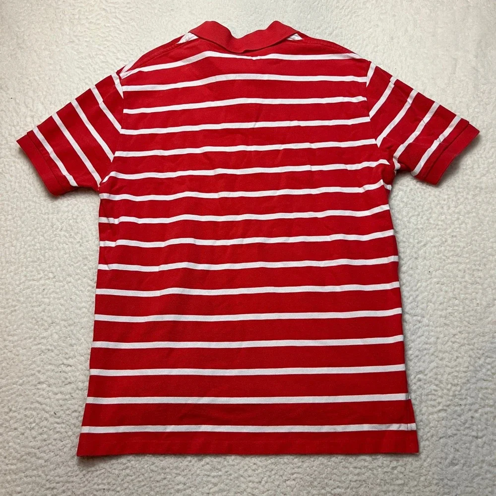 Polo Ralph Lauren Polo Shirt Mens L Red White Striped Short Sleeve Pony Logo